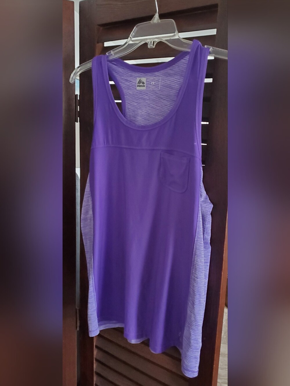 RBX Purple Sleeveless Athletic Tunic with Chest Pocket Large